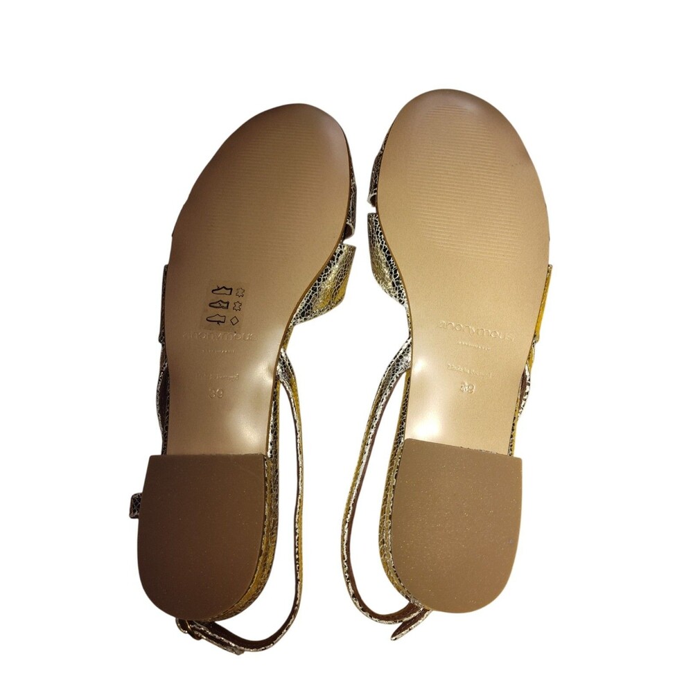 Anonymous Copenhagen Banie Champagne Crackled Metallic Leather Sandal sz8. 53 - Picture 12 of 16
